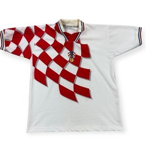 Vintage Croatia Jersey Men's Small Red White Checkered World Cup Soccer Football